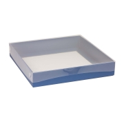 Dárková krabice s průhledným víkem 300x300x50/35 mm, modrá