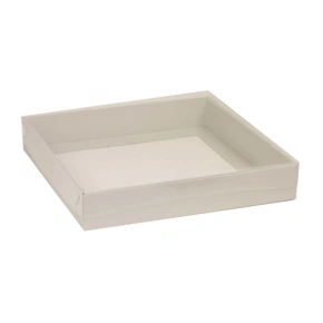 Dárková krabice s průhledným víkem 300x300x50/35 mm, šedá