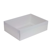 Dárková krabice s průhledným víkem 350x250x100/35 mm, bílá