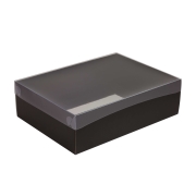 Dárková krabice s průhledným víkem 350x250x100/35 mm, černá