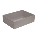 Dárková krabice s průhledným víkem 350x250x100/35 mm, šedá