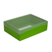 Dárková krabice s průhledným víkem 350x250x100/35 mm, zelená