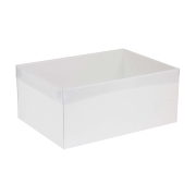 Dárková krabice s průhledným víkem 350x250x150/35 mm, bílá
