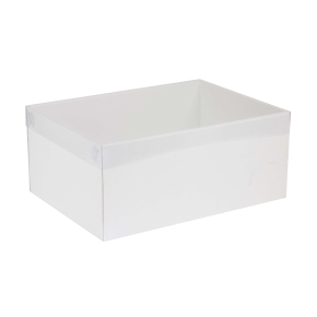 Dárková krabice s průhledným víkem 350x250x150/35 mm, bílá