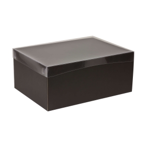 Dárková krabice s průhledným víkem 350x250x150/35 mm, černá