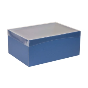Dárková krabice s průhledným víkem 350x250x150/35 mm, modrá