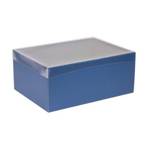 Dárková krabice s průhledným víkem 350x250x150/35 mm, modrá