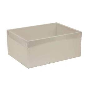 Dárková krabice s průhledným víkem 350x250x150/35 mm, šedá