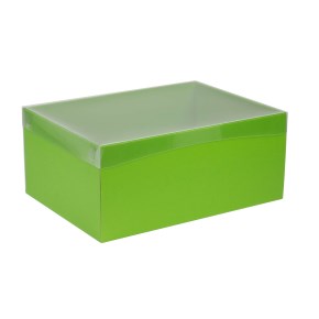 Dárková krabice s průhledným víkem 350x250x150/35 mm, zelená