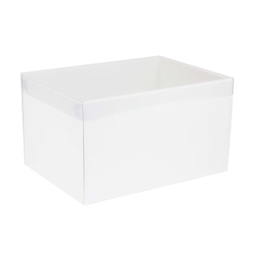 Dárková krabice s průhledným víkem 350x250x200/35 mm, bílá