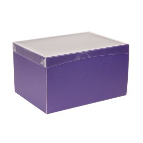 Dárková krabice s průhledným víkem 350x250x200/35 mm, fialová