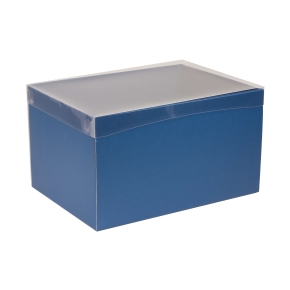 Dárková krabice s průhledným víkem 350x250x200/35 mm, modrá