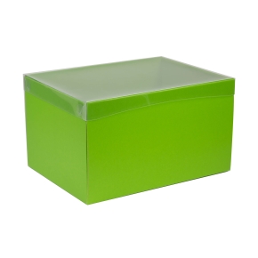 Dárková krabice s průhledným víkem 350x250x200/35 mm, zelená