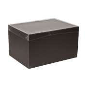 Dárková krabice s průhledným víkem 350x250x200 mm, černá 2. jakost