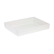 Dárková krabice s průhledným víkem 350x250x50/35 mm, bílá