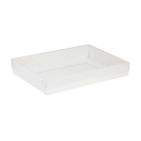Dárková krabice s průhledným víkem 350x250x50/35 mm, bílá