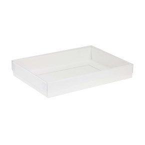 Dárková krabice s průhledným víkem 350x250x50/35 mm, bílá