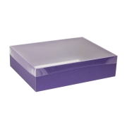 Dárková krabice s průhledným víkem 400x300x100/35 mm, fialová