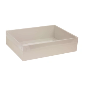 Dárková krabice s průhledným víkem 400x300x100/35 mm, šedá