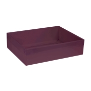 Dárková krabice s průhledným víkem 400x300x100/35 mm, vínová matná