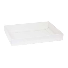 Dárková krabice s průhledným víkem 400x300x50/35 mm, bílá