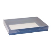 Dárková krabice s průhledným víkem 400x300x50/35 mm, modrá