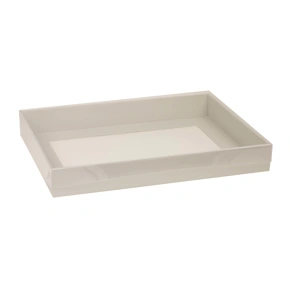 Dárková krabice s průhledným víkem 400x300x50/35 mm, šedá