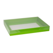 Dárková krabice s průhledným víkem 400x300x50/35 mm, zelená