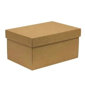 Dárková krabice s víkem 300x200x150/40 mm, hnědá - kraftová