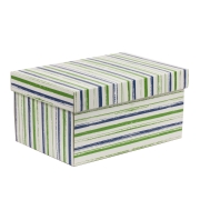 Dárková krabice s víkem 300x200x150/40 mm, VZOR - PRUHY zelená/modrá