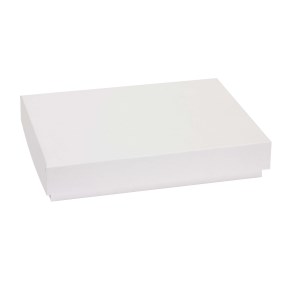 Dárková krabice s víkem 300x200x50/40 mm, bílá