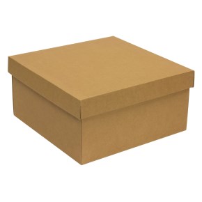 Dárková krabice s víkem 300x300x150/40 mm, hnědá - kraftová