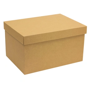 Dárková krabice s víkem 350x250x200/40 mm, hnědá - kraftová