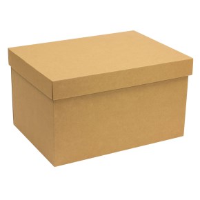Dárková krabice s víkem 350x250x200/40 mm, hnědá - kraftová
