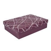 Dárková krabice s víkem 355x250x80/35 mm, vínová se vzorem na víku Dárková krabice s víkem 355x250x80/35 mm, vínová se vzorem na víku