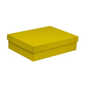 Dárková krabice s víkem 400x300x100/40 mm, žlutá