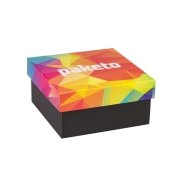 Dárková krabička 200x200x100/40 mm, celopotisk víka, černá