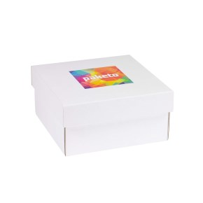 Dárková krabička 200x200x100/40 mm, tisk na víko 100x100 mm, bílá