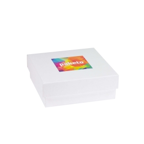 Dárková krabička 200x200x70/40 mm, tisk na víko 100x100 mm, bílá