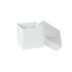 Dárková krabička s průhledným víkem 100x100x100/35 mm, bílá mírný lesk
