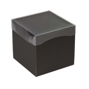 Dárková krabička s průhledným víkem 100x100x100/35 mm, černá