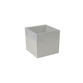 Dárková krabička s průhledným víkem 100x100x100/35 mm, šedá matná