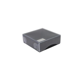 Dárková krabička s průhledným víkem 100x100x35/35 mm, černo šedá matná