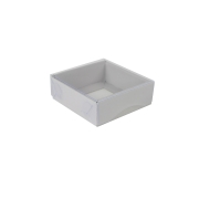 Dárková krabička s průhledným víkem 100x100x35/35 mm, šedá matná Dárková krabička s průhledným víkem 100x100x35/35 mm, šedá matná