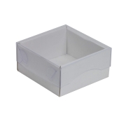 Dárková krabička s průhledným víkem 100x100x50/35 mm, bílá