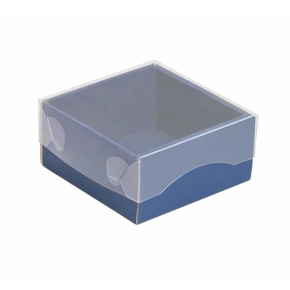 Dárková krabička s průhledným víkem 100x100x50/35 mm, modrá