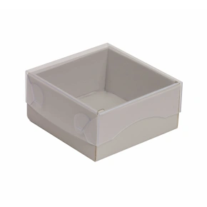 Dárková krabička s průhledným víkem 100x100x50/35 mm, šedá