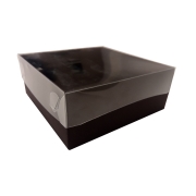 Dárková krabička s průhledným víkem 110x110x45 mm, černá