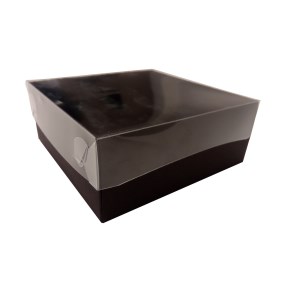 Dárková krabička s průhledným víkem 110x110x45 mm, černá