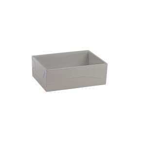 Dárková krabička s průhledným víkem 150x100x50/35 mm, šedá matná